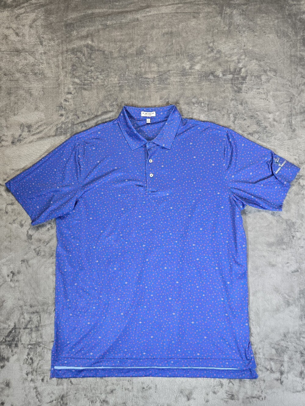 Peter Millar Southern Comfort Golf Polo Fish Shirt Size XL Blue
